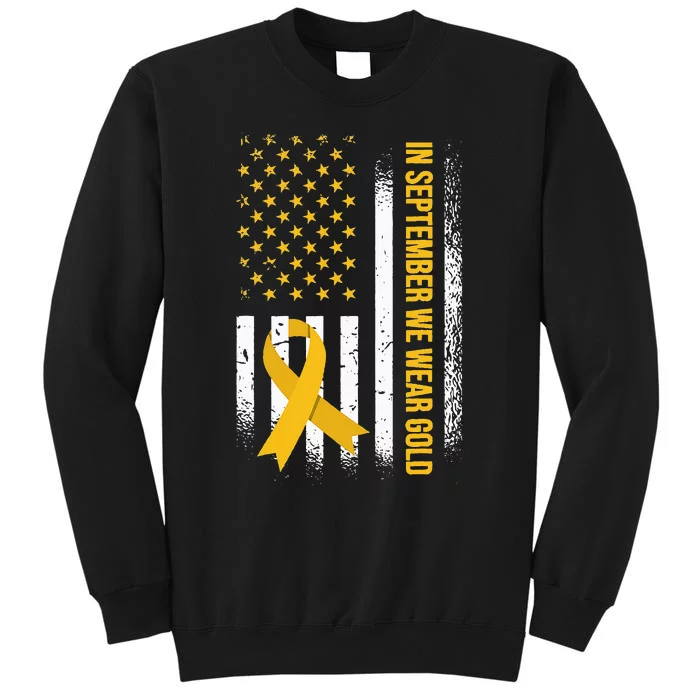 in september we wear gold childhood cancer awareness Tall Sweatshirt