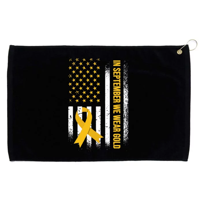 in september we wear gold childhood cancer awareness Grommeted Golf Towel