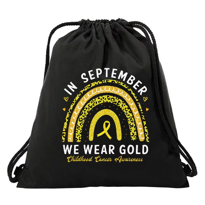 In September We Wear Gold Childhood Cancer Awareness Drawstring Bag