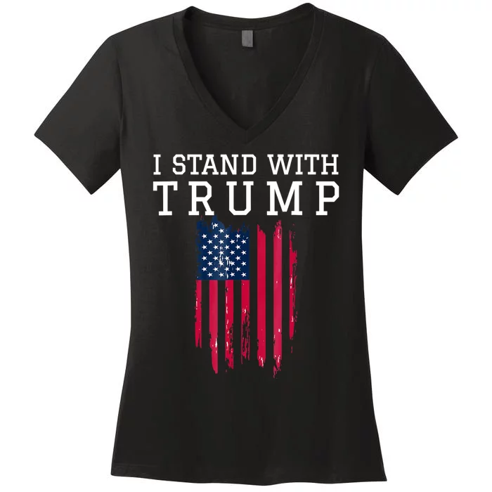 I Stand With Trump Pro Trump Supporter Free Trump Women's V-Neck T-Shirt