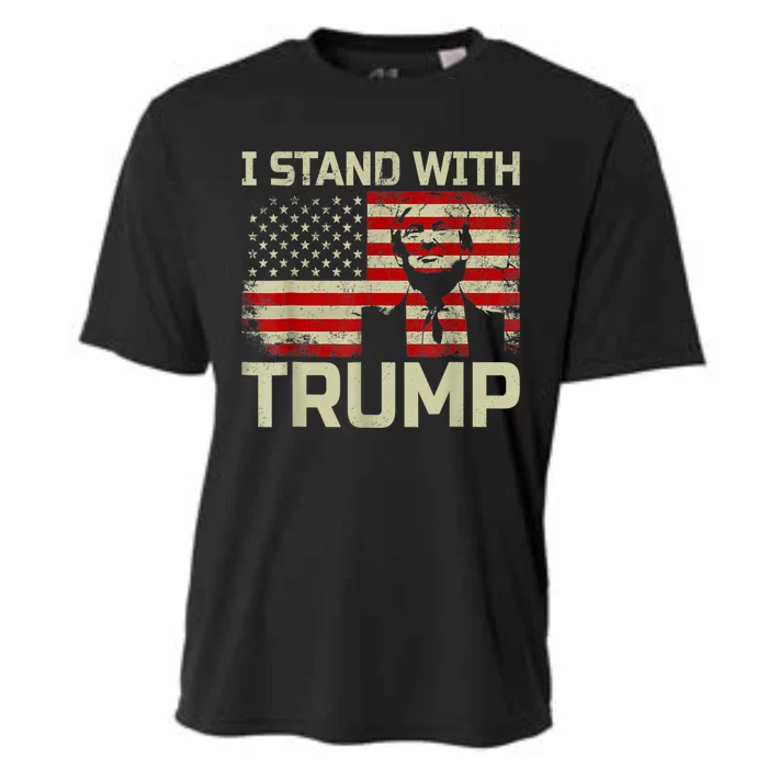 I Stand With Trump American Flag Cooling Performance Crew T-Shirt