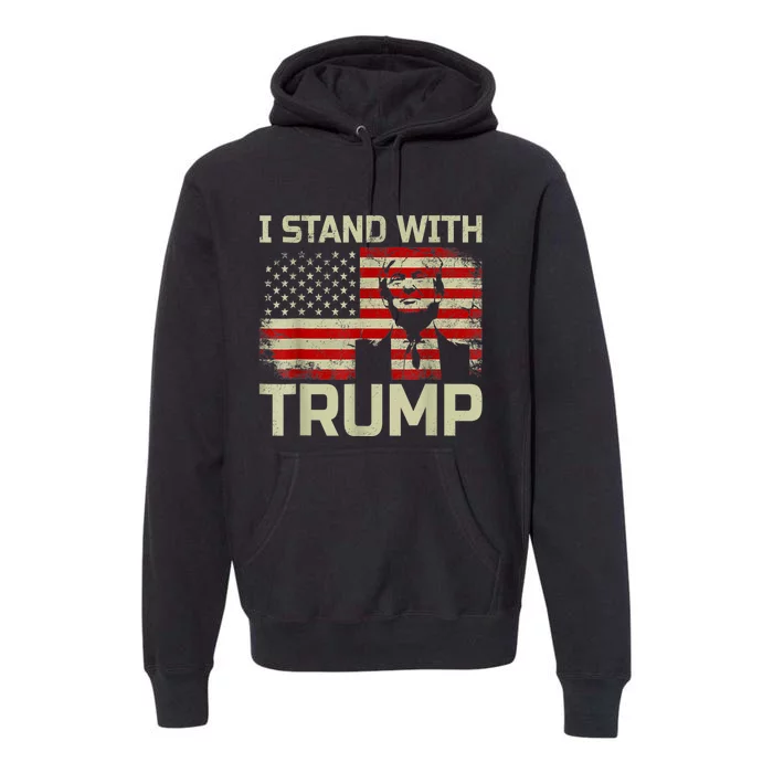 I Stand With Trump American Flag Premium Hoodie