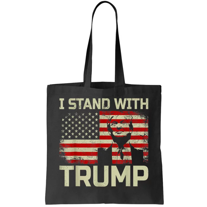 I Stand With Trump American Flag Tote Bag