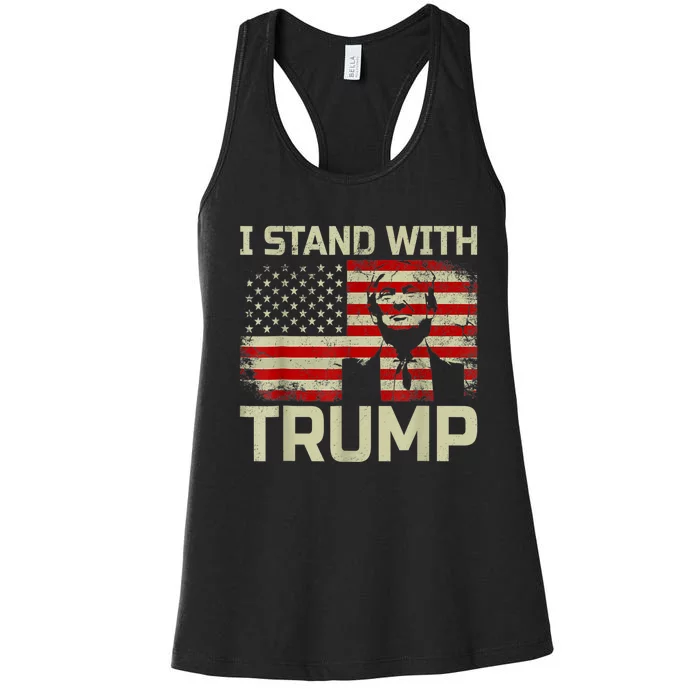 I Stand With Trump American Flag Women's Racerback Tank