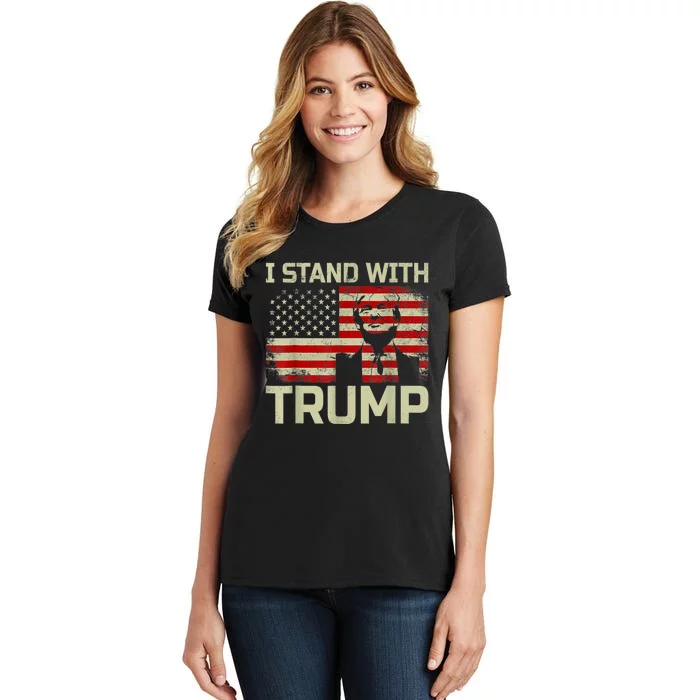 I Stand With Trump American Flag Women's T-Shirt