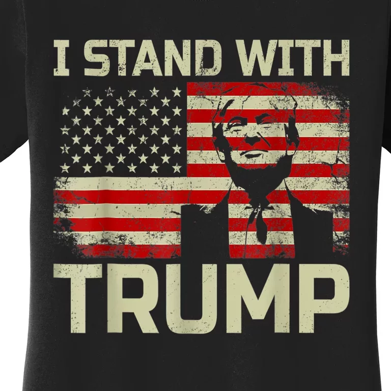 I Stand With Trump American Flag Women's T-Shirt