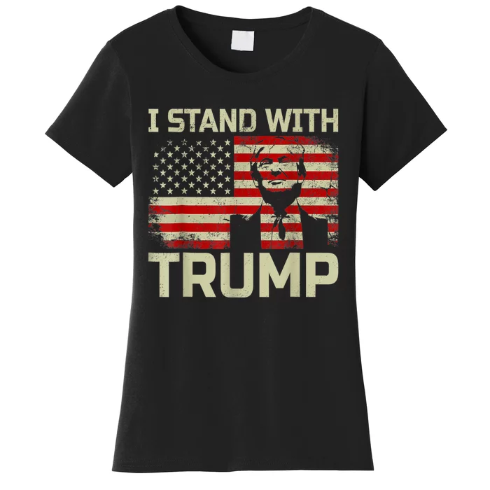 I Stand With Trump American Flag Women's T-Shirt