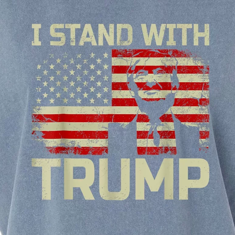 I Stand With Trump American Flag Garment-Dyed Women's Muscle Tee