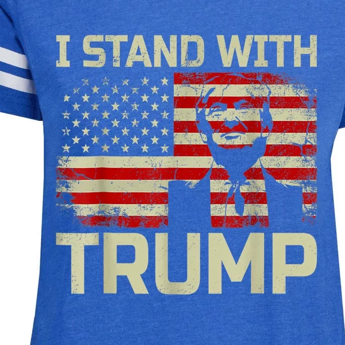 I Stand With Trump American Flag Enza Ladies Jersey Football T-Shirt