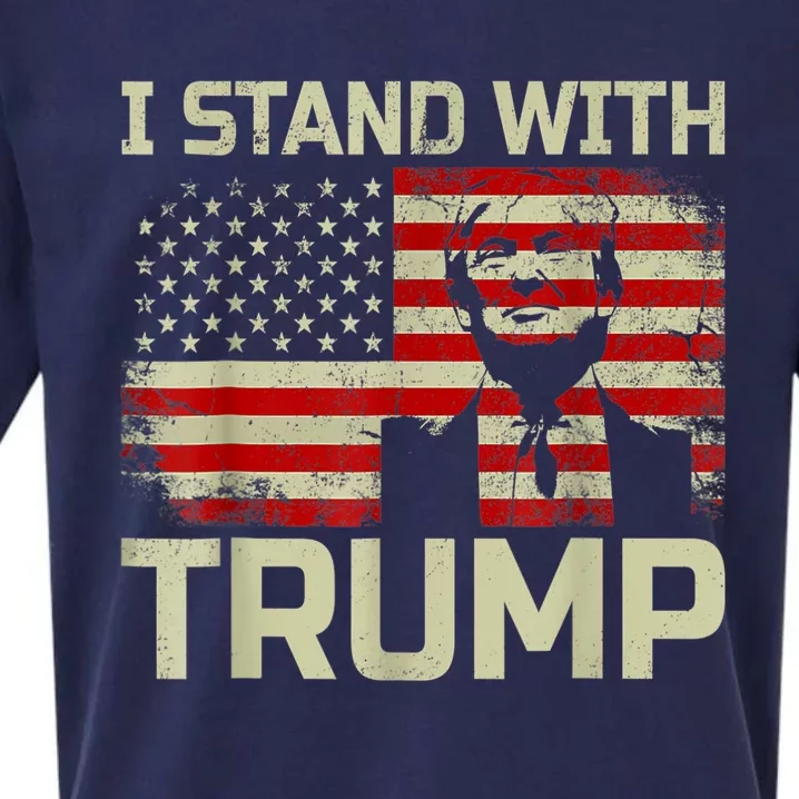 I Stand With Trump American Flag Sueded Cloud Jersey T-Shirt