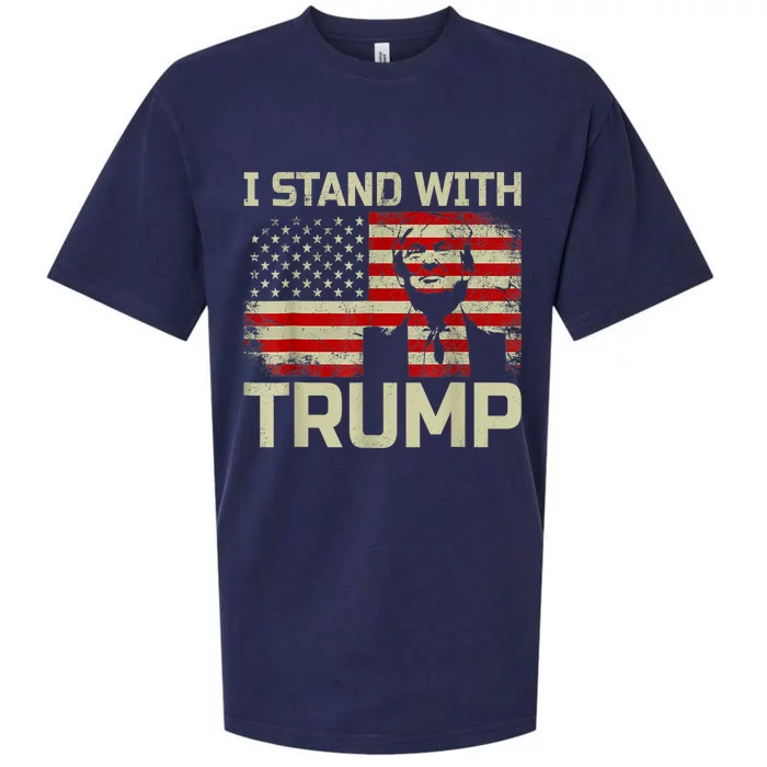 I Stand With Trump American Flag Sueded Cloud Jersey T-Shirt