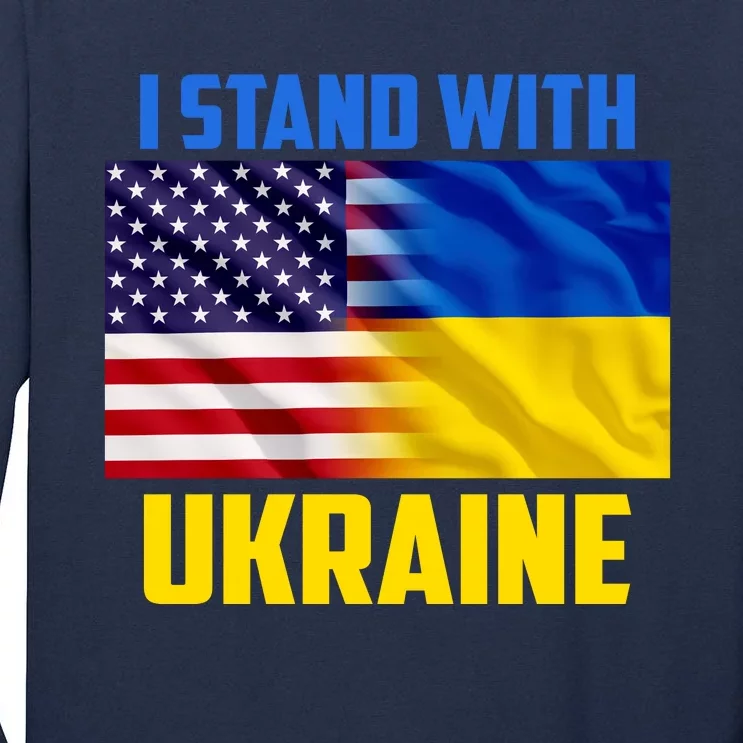 I Stand With Ukraine USA Ukrainian Pride Support Tall Long Sleeve T-Shirt