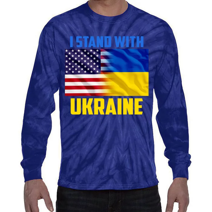 I Stand With Ukraine USA Ukrainian Pride Support Tie-Dye Long Sleeve Shirt