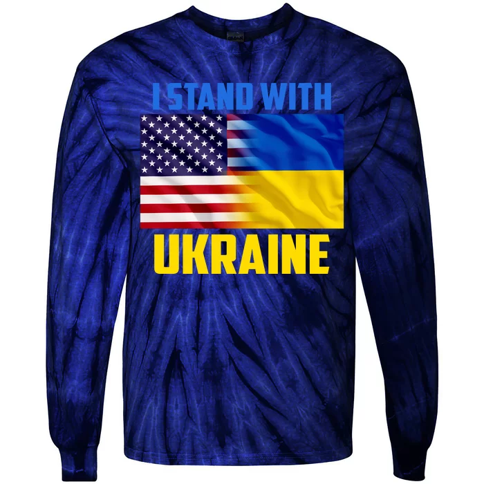 I Stand With Ukraine USA Ukrainian Pride Support Tie-Dye Long Sleeve Shirt