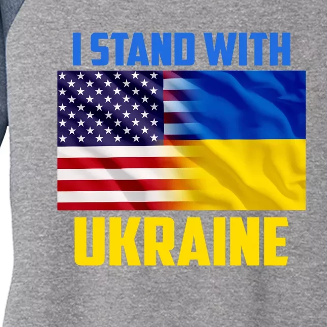 I Stand With Ukraine USA Ukrainian Pride Support Women's Tri-Blend 3/4-Sleeve Raglan Shirt