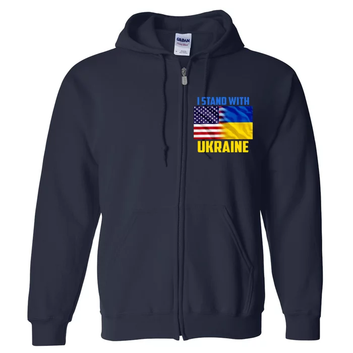 I Stand With Ukraine USA Ukrainian Pride Support Full Zip Hoodie