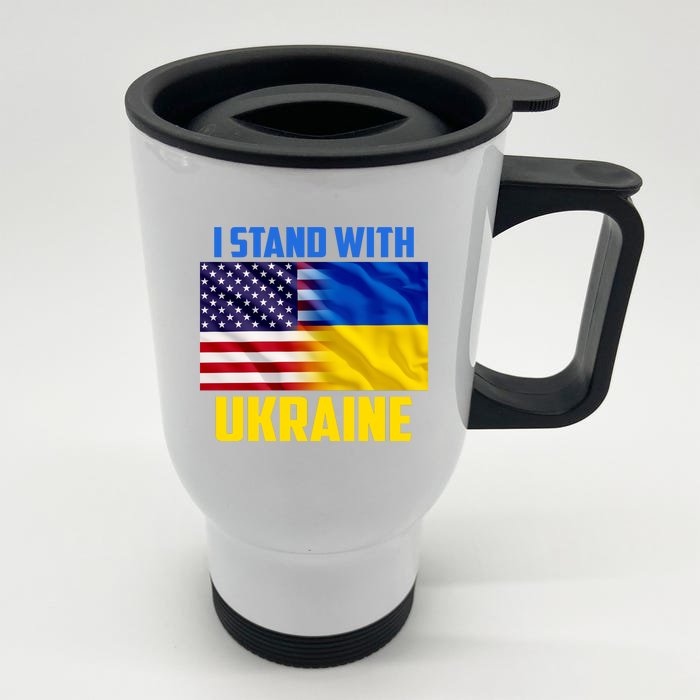 I Stand With Ukraine USA Ukrainian Pride Support Front & Back Stainless Steel Travel Mug