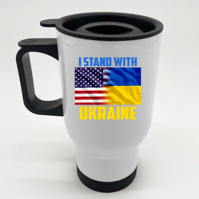 I Stand With Ukraine USA Ukrainian Pride Support Front & Back Stainless Steel Travel Mug