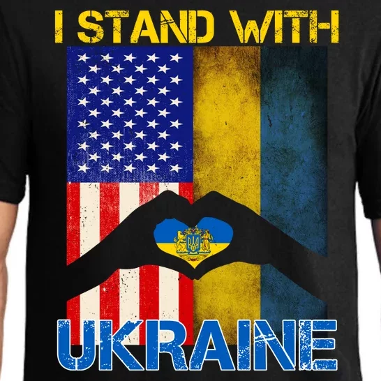 I Stand With Ukraine Heart USA Flag Pajama Set