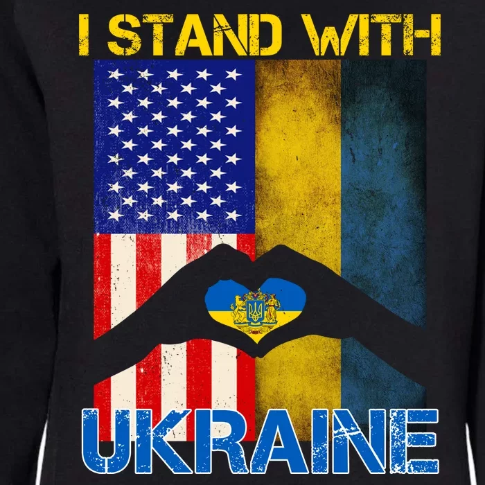 I Stand With Ukraine Heart USA Flag Womens California Wash Sweatshirt