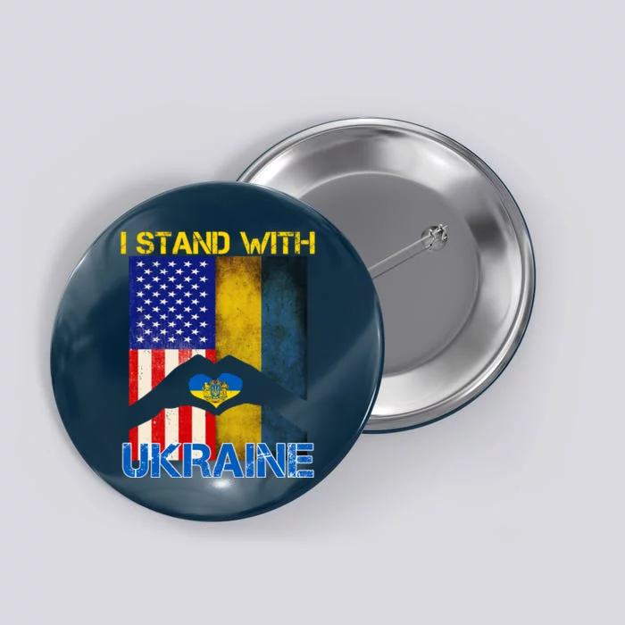 I Stand With Ukraine Heart USA Flag Button