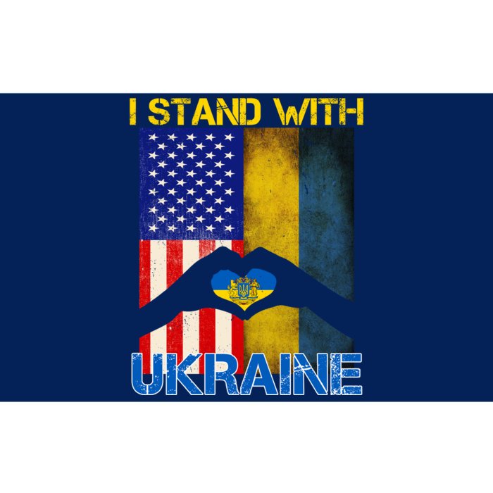 I Stand With Ukraine Heart USA Flag Bumper Sticker