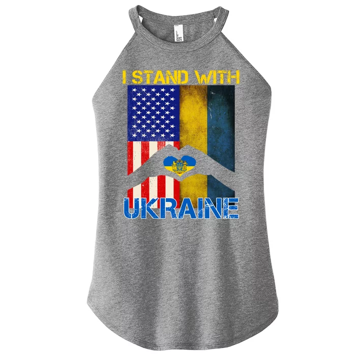 I Stand With Ukraine Heart USA Flag Women’s Perfect Tri Rocker Tank