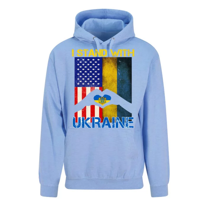 I Stand With Ukraine Heart USA Flag Unisex Surf Hoodie