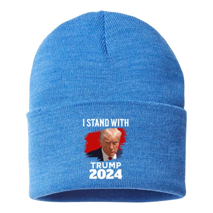 I Stand With Trump Donald Trump For President 2024 Freedom Cute Gift Sustainable Knit Beanie