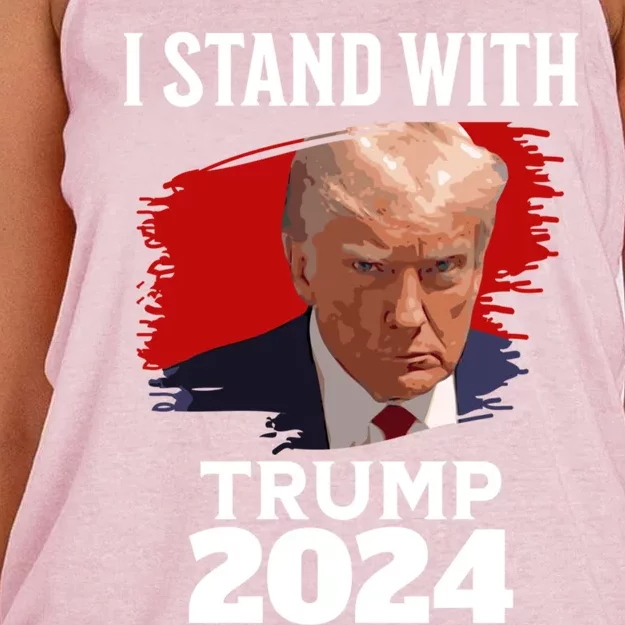 I Stand With Trump Donald Trump For President 2024 Freedom Cute Gift Women's Knotted Racerback Tank