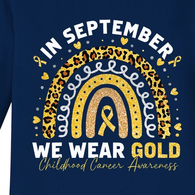 In September We Wear Gold Childhood Cancer Awareness Rainbow Baby Long Sleeve Bodysuit