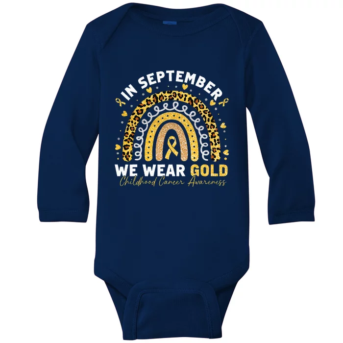 In September We Wear Gold Childhood Cancer Awareness Rainbow Baby Long Sleeve Bodysuit