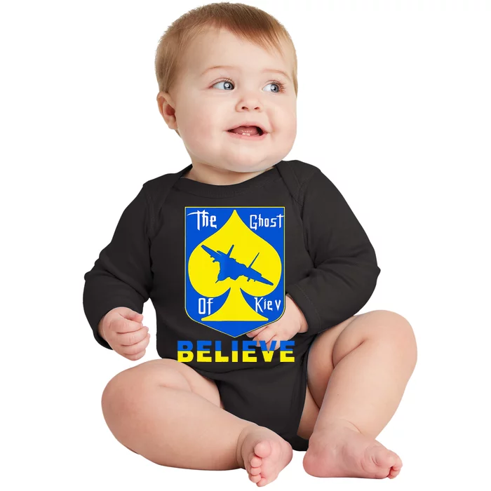 I Stand With Ukraine The Ghost Of Kyiv Baby Long Sleeve Bodysuit