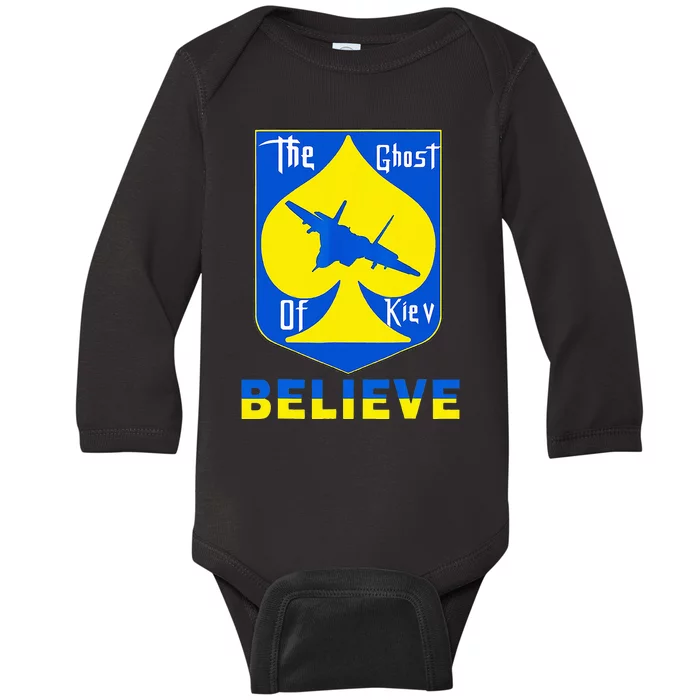 I Stand With Ukraine The Ghost Of Kyiv Baby Long Sleeve Bodysuit