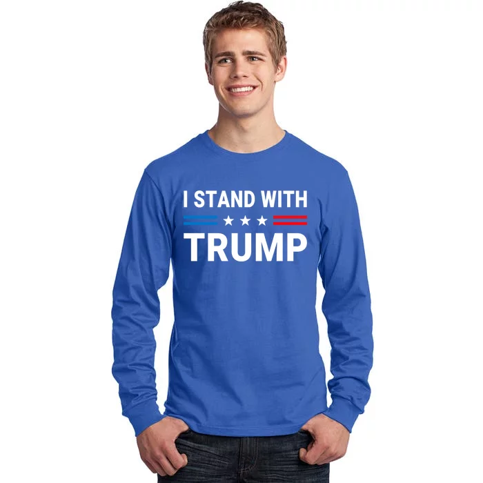 I Stand With Trump Us Flag Support Trump 2024 Vintage Gift Tall Long Sleeve T-Shirt