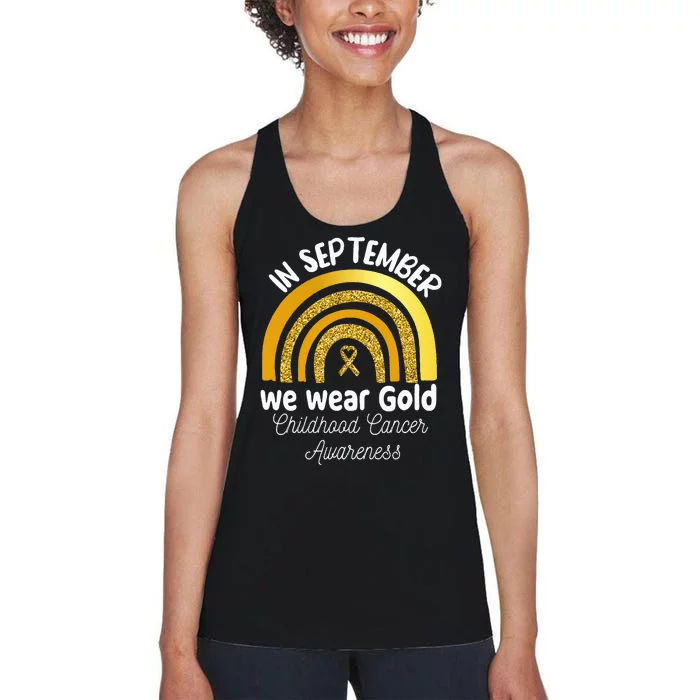 In September We Wear Gold Rainbow Childhood Cancer Women's Racerback Tank