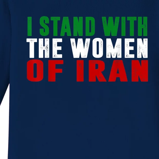 I Stand With The Women Of Iran Iranian Flag FIST Free Iran Baby Long Sleeve Bodysuit