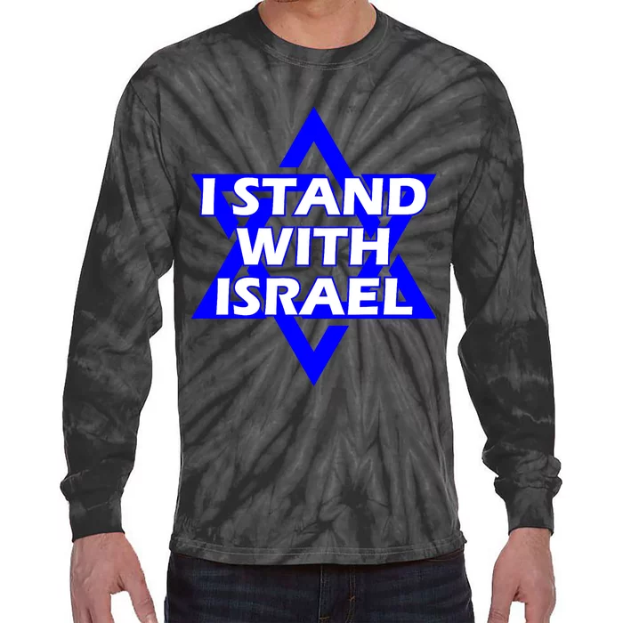 I Stand With Israel Star Of David Tie-Dye Long Sleeve Shirt