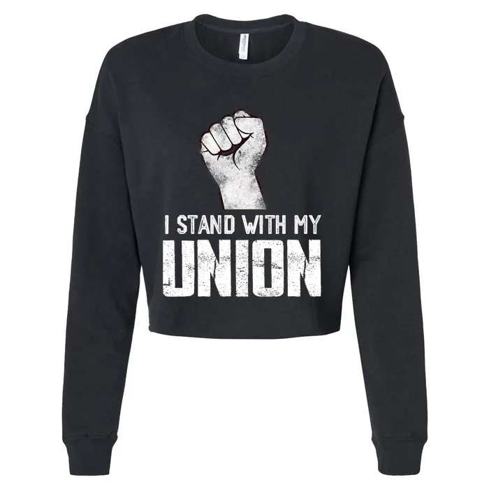 I Stand With My Union UAW On Strike Red United Auto Workers Cropped Pullover Crew