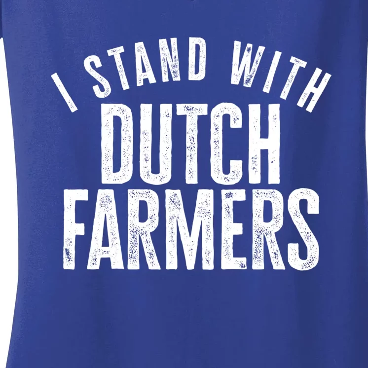 I Stand With Dutch Farmers Netherlands Protest Dutch Flag Gift Women's V-Neck T-Shirt