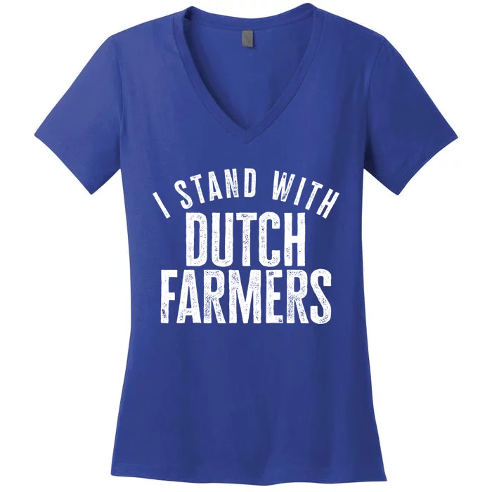 I Stand With Dutch Farmers Netherlands Protest Dutch Flag Gift Women's V-Neck T-Shirt