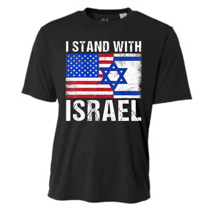 I Stand With Israel Patriotic USA and Israel Flag Cooling Performance Crew T-Shirt