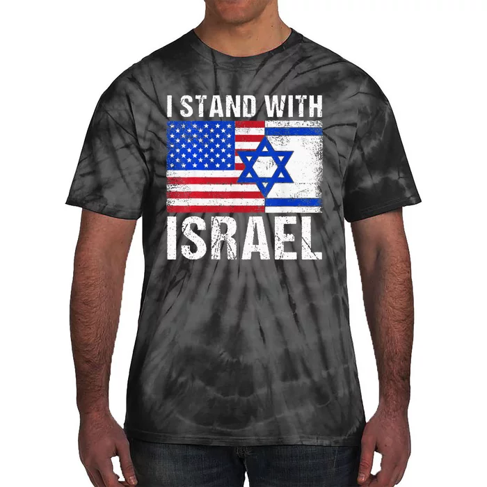 I Stand With Israel Patriotic USA and Israel Flag Tie-Dye T-Shirt