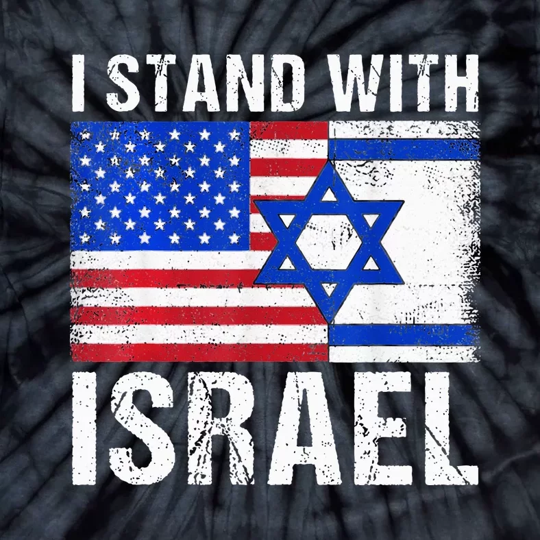 I Stand With Israel Patriotic USA and Israel Flag Tie-Dye T-Shirt