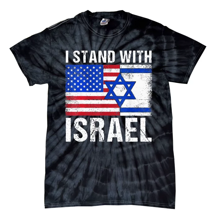 I Stand With Israel Patriotic USA and Israel Flag Tie-Dye T-Shirt