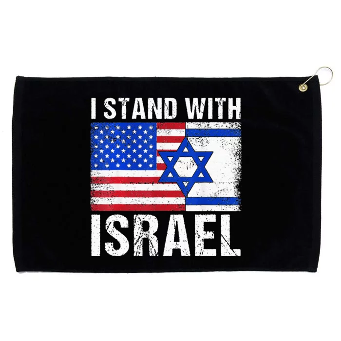 I Stand With Israel Patriotic USA and Israel Flag Grommeted Golf Towel