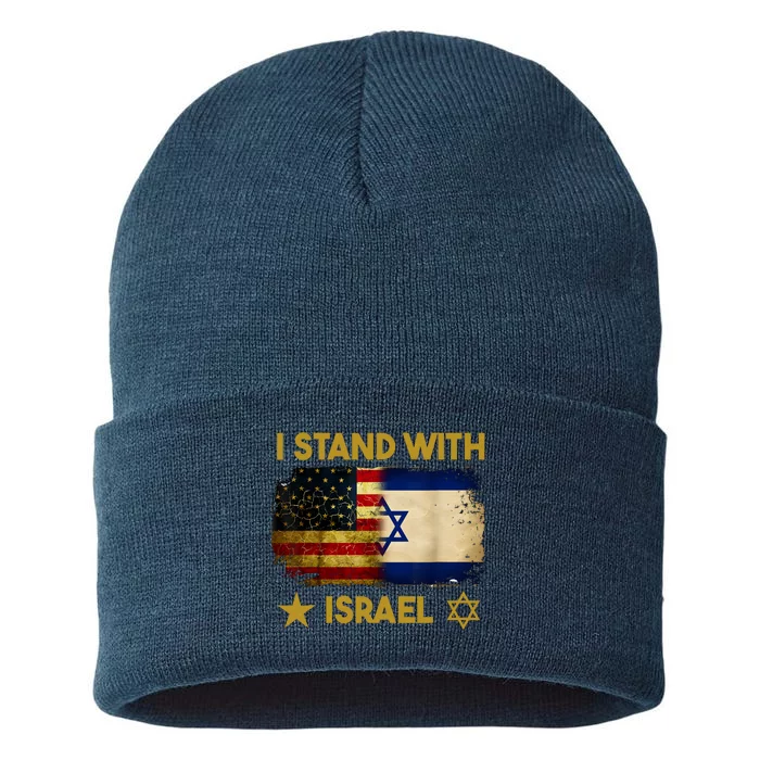 I Stand With Israel I Stand With Israel America Flag Sustainable Knit Beanie