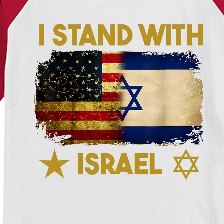 I Stand With Israel I Stand With Israel America Flag Kids Colorblock Raglan Jersey