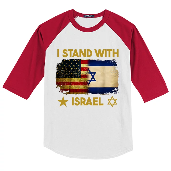 I Stand With Israel I Stand With Israel America Flag Kids Colorblock Raglan Jersey