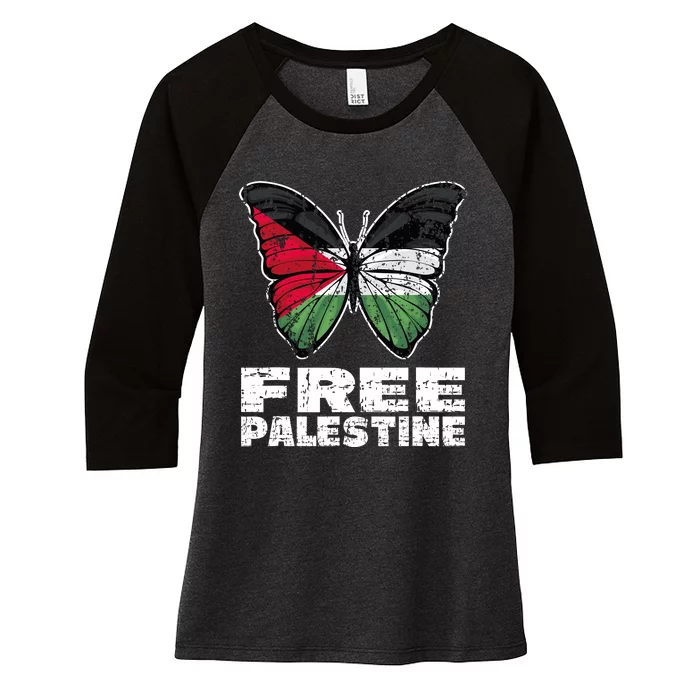 I Stand With Palestine For Their Freedom Free Palestine Women's Tri-Blend 3/4-Sleeve Raglan Shirt